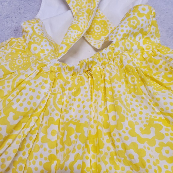 Mini Boden Sunshine Yellow White Floral Sleeveless Crossback Sun Dress Girl 2 3 - Picture 3 of 8